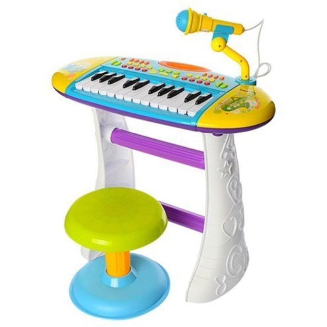 Синтезатор дитячий LIMO TOY з караоке на 24 клавішами на ніжках зі стільчиком та мікрофоном Блакитний (BB383BD) Чернігів - фото 1