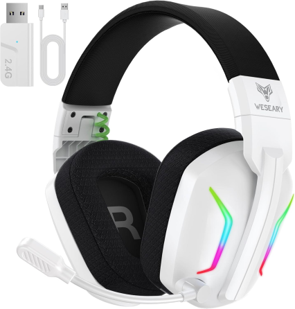 Бездротова ігрова гарнітура WESEARY WG1 2.4 ГГц Bluetooth для PS5 PS4 ПК Switch Mac, 50 годин, білий Київ