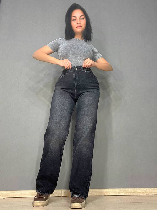 Джинси жіночі Q-4 Denim 561-70 палаццо рівні від стегна стрейчеві комфорт, чорний, 28, 28, 76 см, 104 см Київ - фото 5