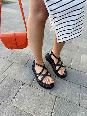 No brend Босоніжки жіночі A-1 чорні (літо, шкіра натуральна) (5117) Коломия