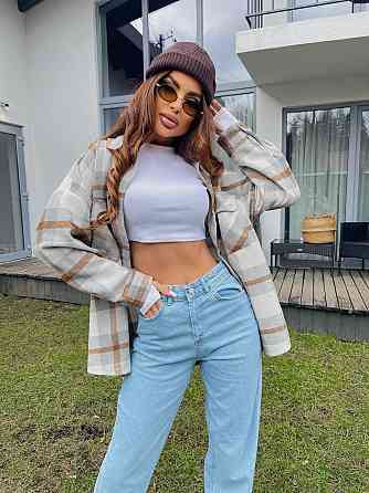 Женские голубые джинсы трубы-палаццо коттон 100% Голубой, 36 Одесса