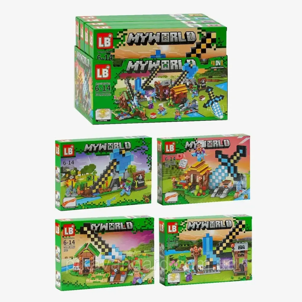 Конструктор Майнкрафт база для тренувань 4в1 (972 деталі) 4 набори в блоці Хмельницький - фото 2