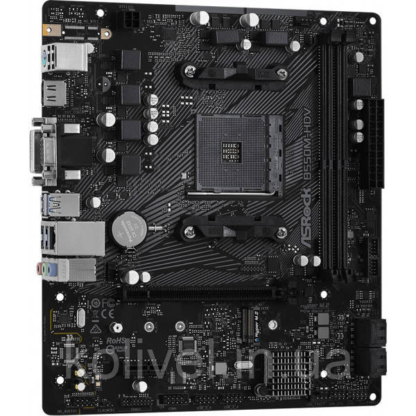 ASRock B550M-HDV (AM4/B550, 2*DDR4, PCIex16, DVI/HDMI/VGA, 4xSATAІІІ, M.2, GLan, 7.1ch, mATX) (B550M-HDV) Київ - фото 2