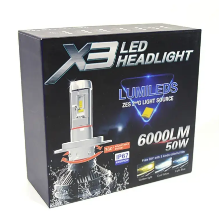 Автомобильные LED-лампы X3-H7 HeadLight 50Вт с активным охлаждением (2 шт.) Винница
