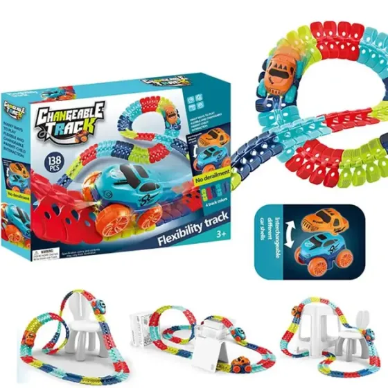 Автомобильная гоночная трасса с машинкой гибкий гоночный трек с машинками Cheangeble Track 138 pcs Коломыя