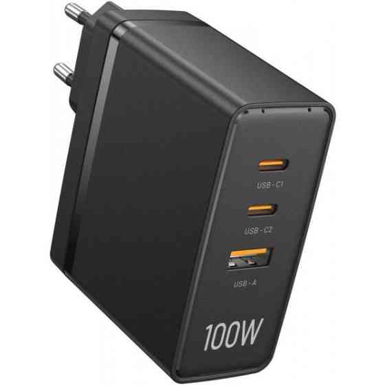 Зарядний пристрій 3xUSB 100W GaN (2хUSB-C+USB-A) чорний Vention (FEGB0-EU) Киев