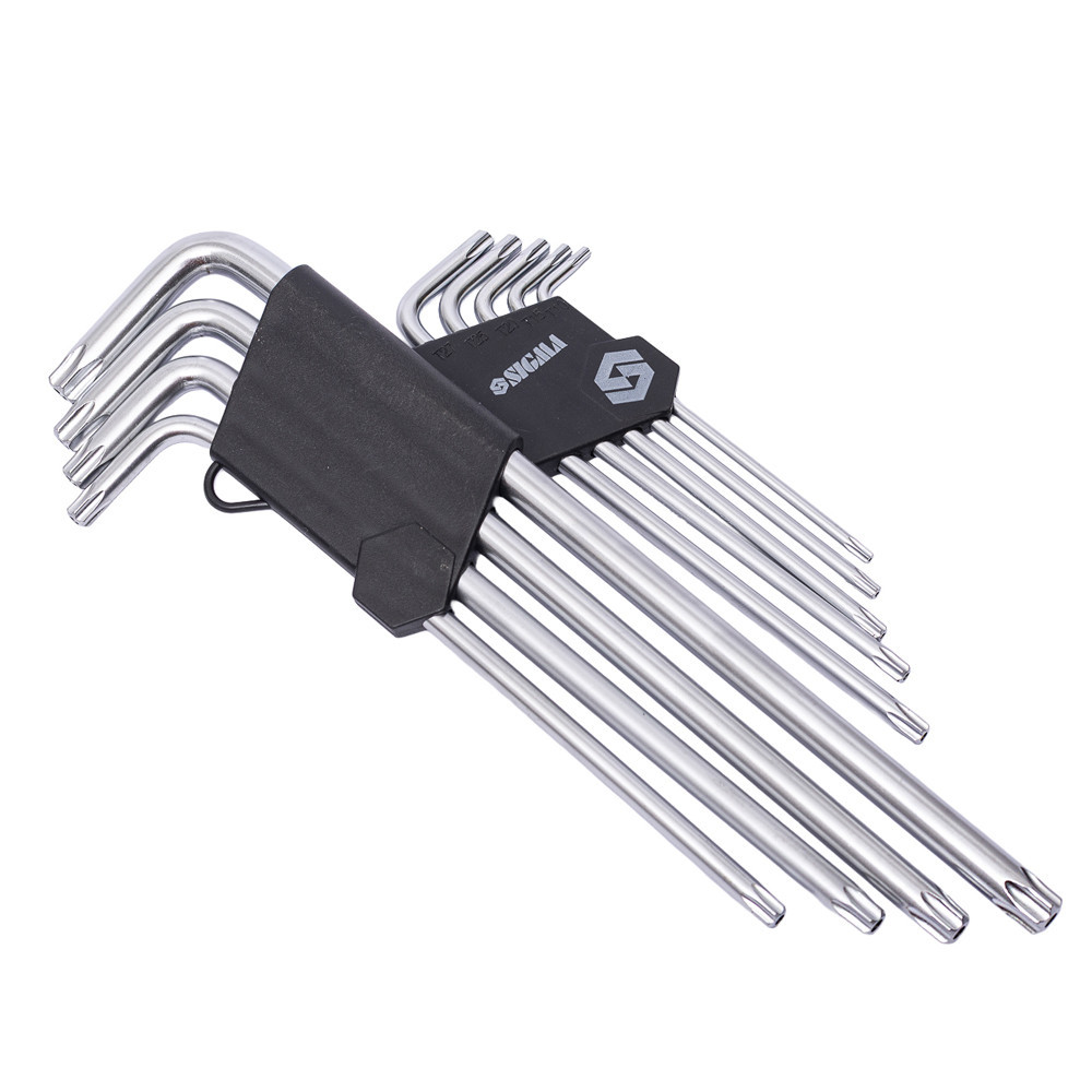 Ключи TORX 9шт T10-T50мм CrV (длинные с отверстием) SIGMA (4022231) Ровно - изображение 2