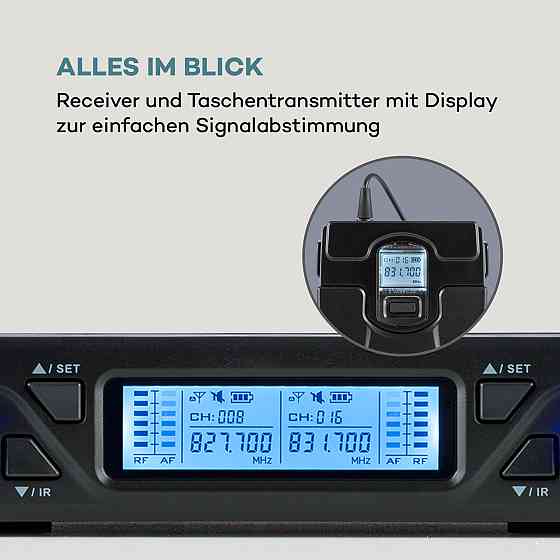 UHF200C-2B 2-канальний комплект бездротових мікрофонів UHF Приймач 2xпередавач + гарнітура 2x мікрофон Рівне