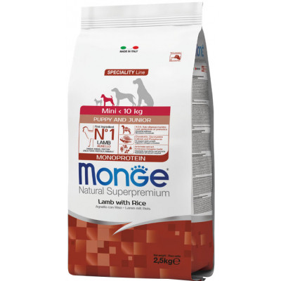 Сухий корм для собак Monge Dog Mini Puppy&amp;Junior зі смаком ягняти 2.5 кг (8009470011525) Вінниця - фото 1
