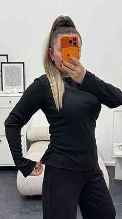 Женский базовый костюм двойка: лонгслив и штаны трикотажный рубчик Черный, 42/44 Одесса