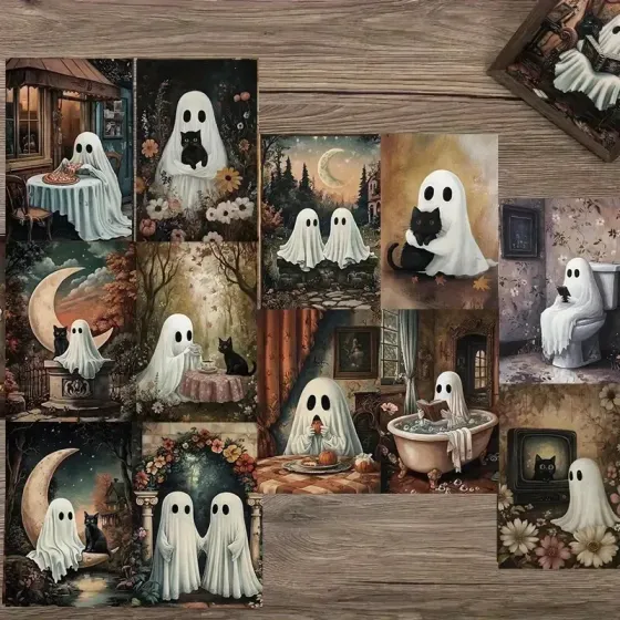 Набор открыток «Призраки и тыквы» – 10 штук, случайный выбор Киев