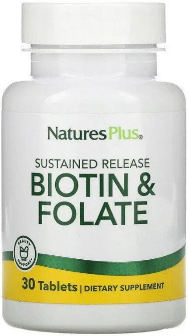 Фолієва кислота та біотин Naturе's Plus Biotin & Folic Acid 30 таб Київ - фото 1