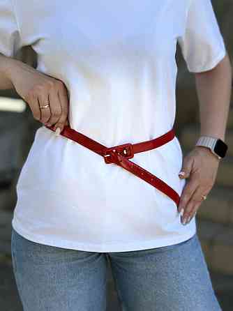 Ремінець лакований вузький "Milano" Червоний Київ