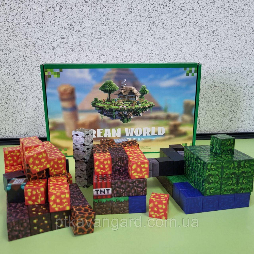 Магнітний конструктор Minecraft два біоми 164 магнітних блоків + 5 фігурок Dream World LZCK 078 Хмельницький - фото 2