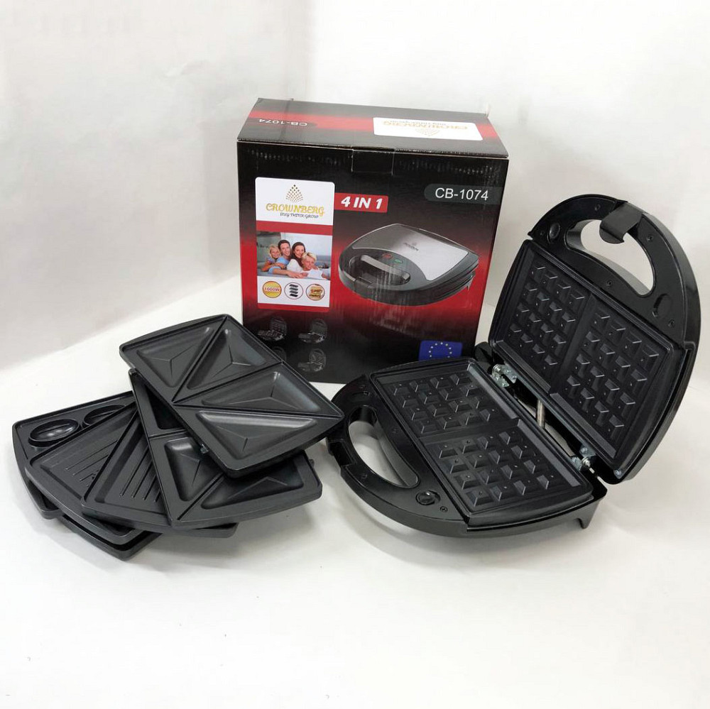 Гриль многофункциональный для дома Crownberg, Гриль электрический для кафе со сменными насадками KE-18 Львов - изображение 10