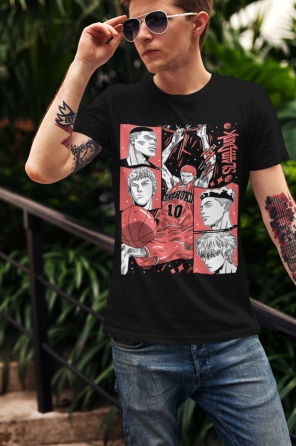 Футболка з аніме принтом Слам Дунк Слам Дунк оверсайз (S/M/L) Чорний AnimeJ0754 Дніпро