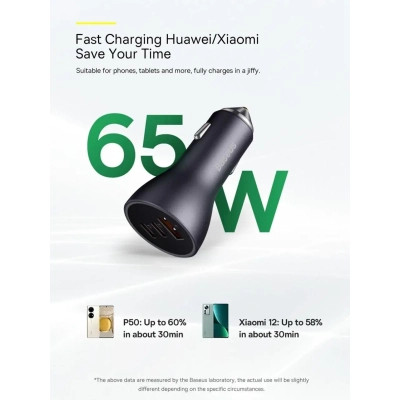 Зарядний пристрій Baseus 1xUSB + 2xUSB-C 65W Golden Contactor Pro dark gray (CGJP010013) Вінниця - фото 3