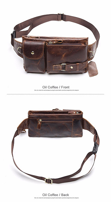 Сумка на пояс/через плече з натуральної шкіри коричнева Київ - фото 5