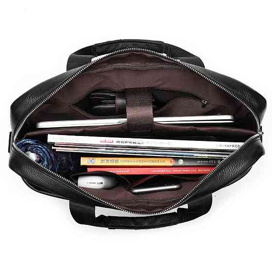 Кожаная мужская сумка для ноутбука и документов черная Tiding Bag MK 3128 Киев