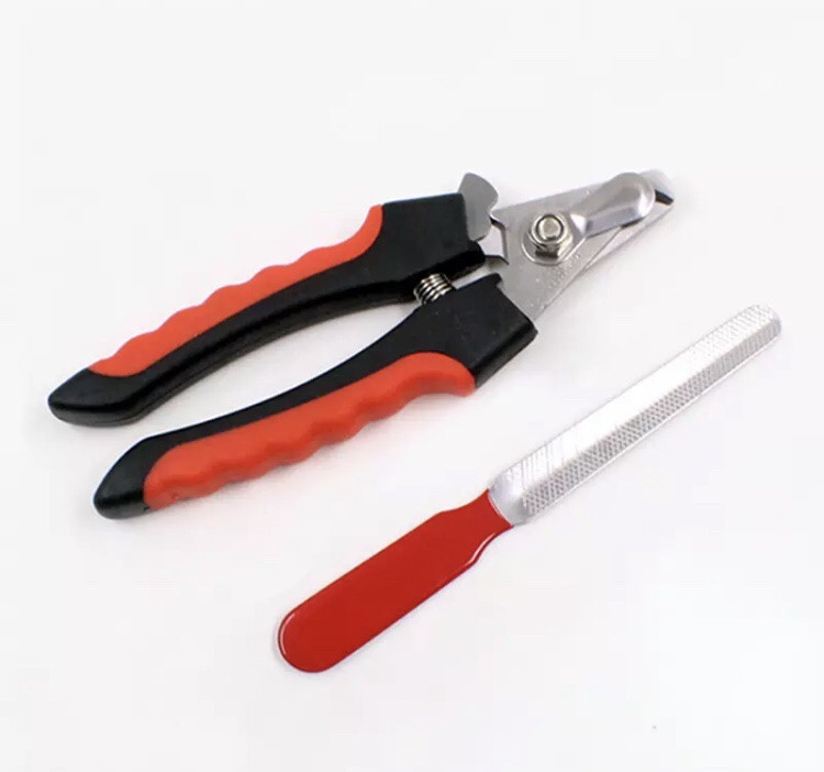 Кусачки для стрижки когтей у кошек и собак вместе с пилочкой, красные - размер кус 16*5см, прорезиненная ручка Киев - изображение 2