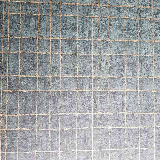 Шпалери флізелінові еко Rasch Kerala 0.53х10 геометрія смуги сітка золотисті на синьо бірюзовому ефект старовини Київ