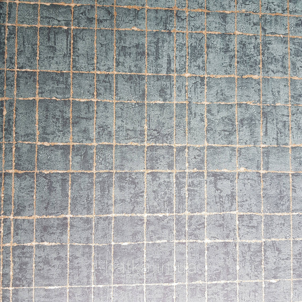 Шпалери флізелінові еко Rasch Kerala 0.53х10 геометрія смуги сітка золотисті на синьо бірюзовому ефект старовини Київ - фото 2