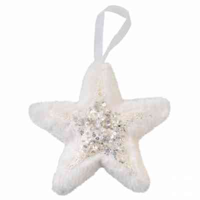 Елочная игрушка YES! Fun звезда пушистая кремово-белая с декором, 16*16 см (973537) Винница