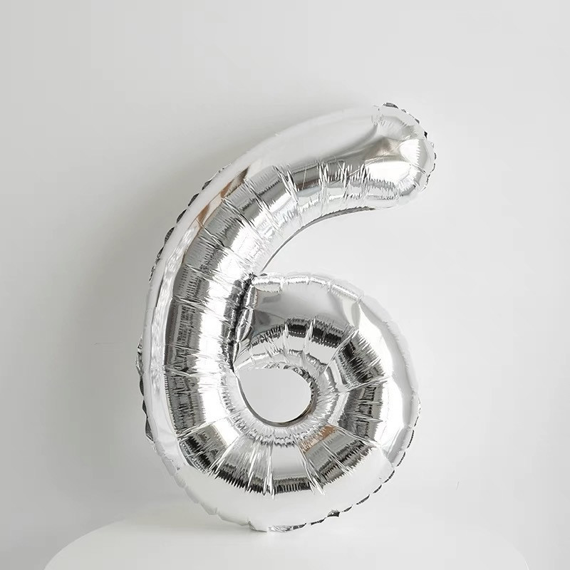 Шарик цифра 6 фольгированная 32 дюйма серебристый Киев - изображение 3