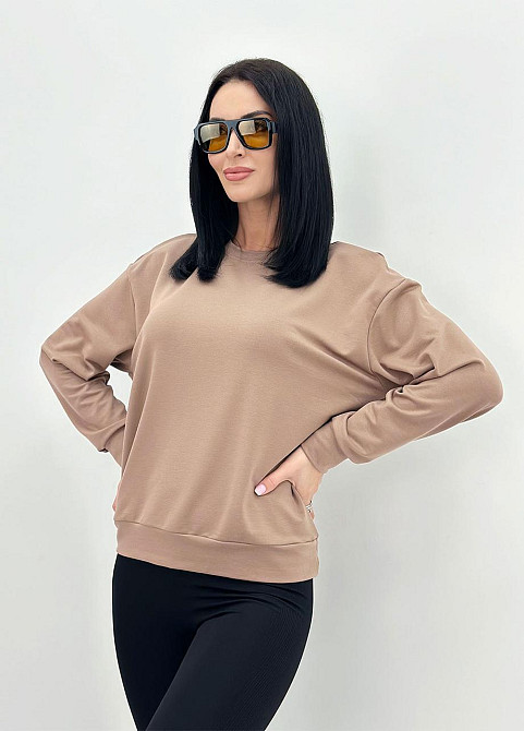 Базовий світшот із двонитки "Kaplan" оптом  Норма та батал 46-48, Капучіно Київ - фото 1