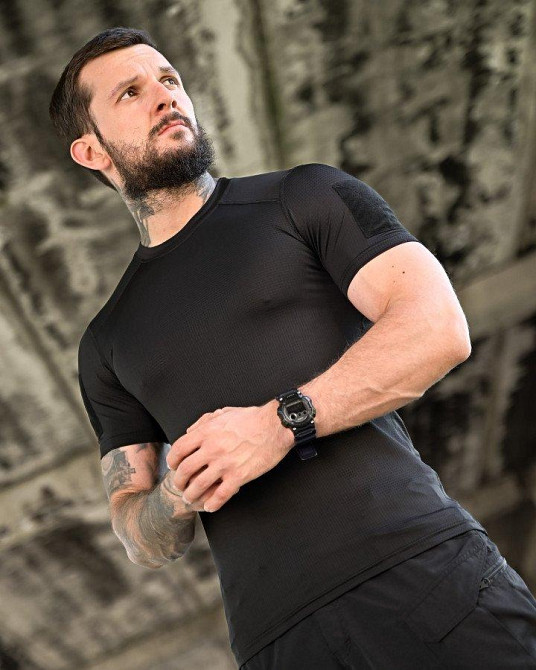 Тактическая потоотводящая футболка  samuray Cooltuch black Одесса - изображение 8