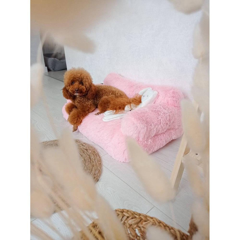 Хутряний диван лежак для собак і кішок спальне місце для тварин знімни Incor рожевий 10079 Київ - фото 5