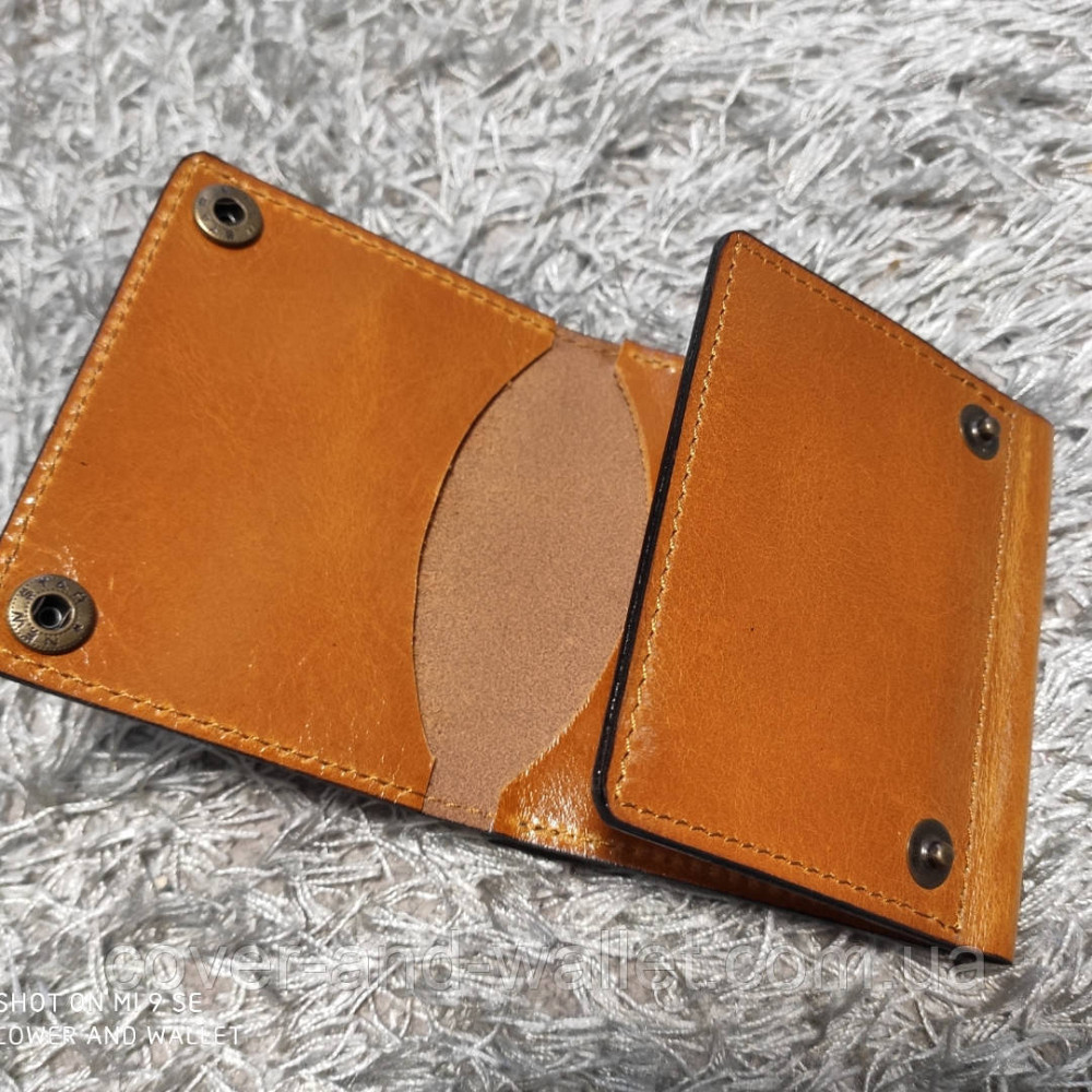 Шкіряний гаманець затискач для купюр із монетницею ручної роботи Grande Pelle Київ - фото 10