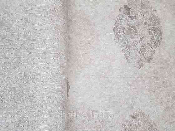 Шпалери вінілові на флізеліні гарячого тиснення DU&KA 1.06х10 вензель основа під штукатурку сірі коричневі Київ