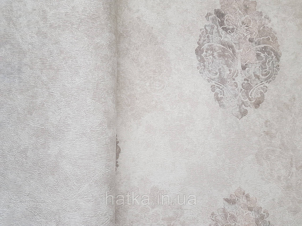 Шпалери вінілові на флізеліні гарячого тиснення DU&KA 1.06х10 вензель основа під штукатурку сірі коричневі Київ - фото 2