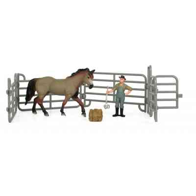 Фігурка Kids Team набір Ферма фермер, соврасая кінь (сіре забарвлення) (Q9899-X3_4) Вінниця