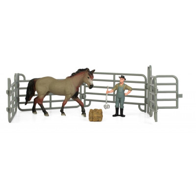 Фігурка Kids Team набір Ферма фермер, соврасая кінь (сіре забарвлення) (Q9899-X3_4) Вінниця - фото 1
