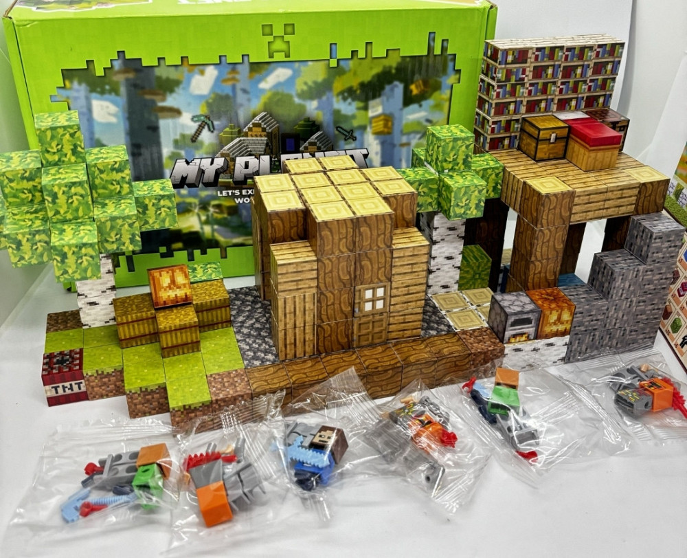 200шт + 6 фігурок Магнітний конструктор майнкрафт minecraft кубики. Київ - фото 8