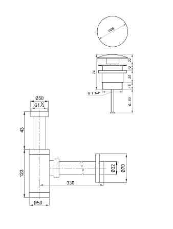 Сифон латунь з донним клапаном Globus Lux GSB-32-125-04A Луцк