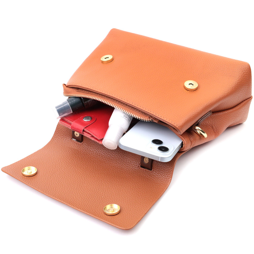 Элегантная сумка для женщин с короткой ручкой из натуральной кожи Vintage 22669 Рыжая Киев - изображение 10