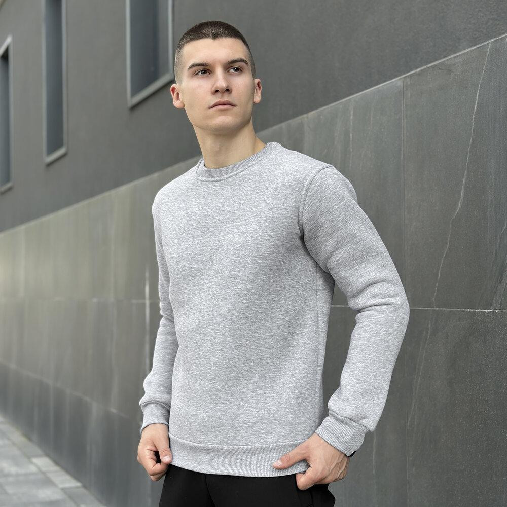 Світшот чоловічий однотонний сірий меланжевий Pobedov 007 ЗИМА Київ - фото 1