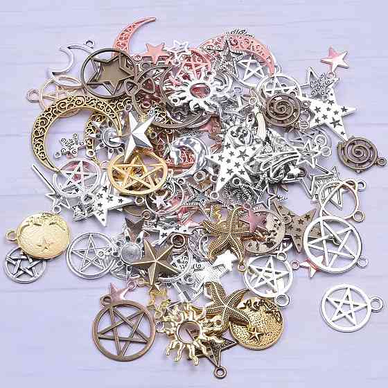 Набор подвесок луна, солнце, звезды RESTEQ 50 шт. Металлические подвески для рукоделия. Набор талисманов Киев
