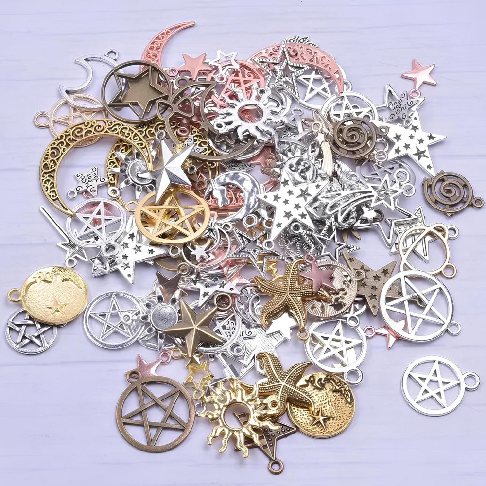 Набір підвісок місяць, сонце, зірки RESTEQ 50 шт. Металеві підвіски для рукоділля. Набір талісманів Київ - фото 5