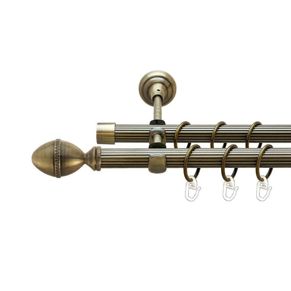 Карниз Orvit Фарже металевий дворядний відкритий рифлена труба кільце металеве Антик 19\19 мм 200 см Львов - изображение 1