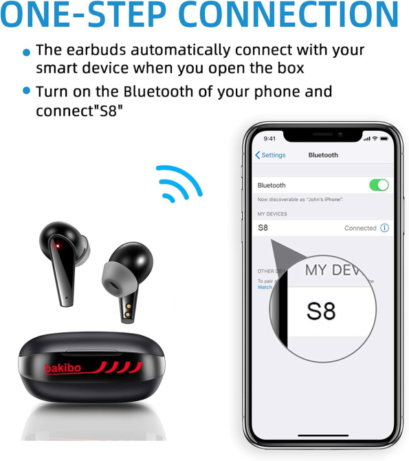 Бездротові Навушники Bakibo Bluetooth 5.1 TWS IPX7 З Мікрофоном, Сенсорним Керуванням та 30 Годинами Автономності Київ - фото 8