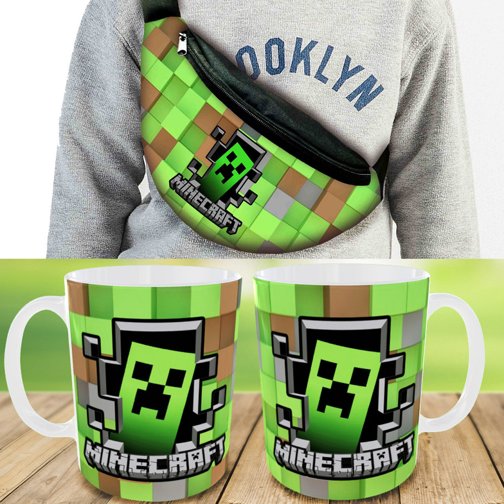 Набір: Сумка-бананка+ Кружка майнкрафт "Minecraft" дитяча з принтом (00124) Київ - фото 1