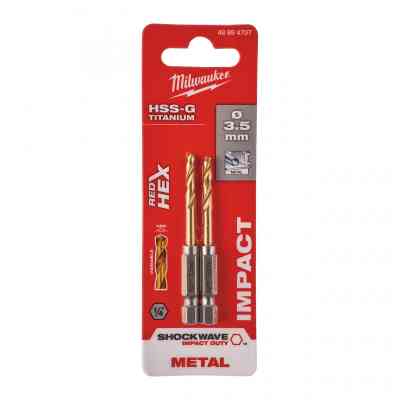 Сверло Milwaukee по металлу RedHEX HSS-G TiN, 3,5 мм (2шт) (48894707) Винница