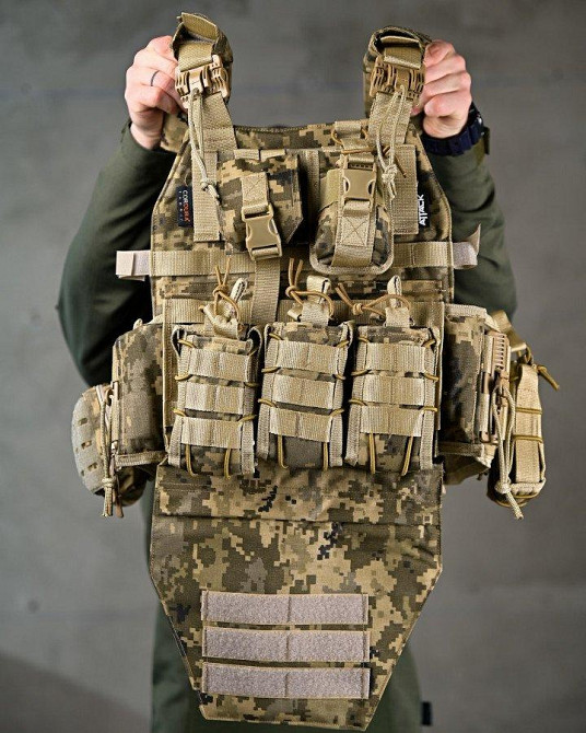 Якісна плитоноска 4 скидання з напашником Attack піксель ПП7564 Одеса - фото 1