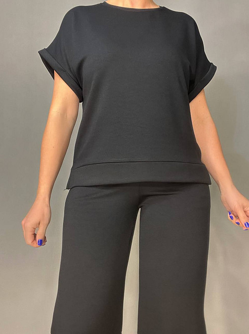 Костюм женский Prenses 3659 трикотажный футболка с брюками палаццо черный, черный, S Киев - изображение 17