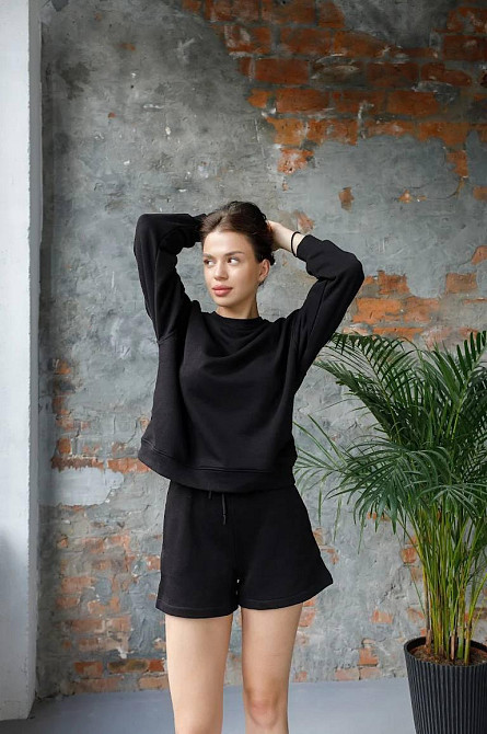 Костюм спортивний жіночий з шортами Чорний XS-S Харків - фото 3