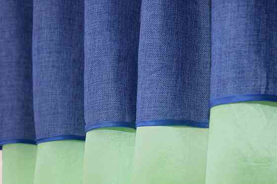 Кухонні штори VR-Textil № 073к з ламбрекеном і підхватами салатовий з синім 270х170 см (52-0275) Київ